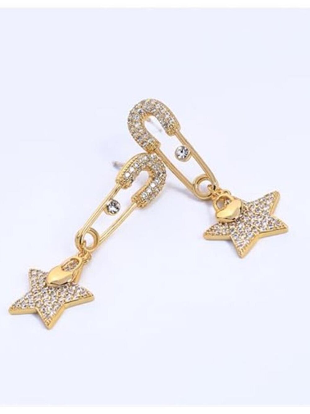 Gold Tassel Fringe Dangle Statement Earrings Star - Picture 8 of 9
